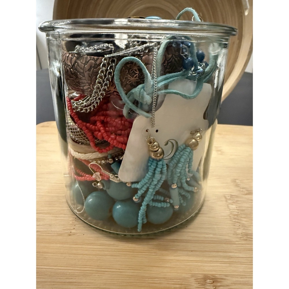 Western Inspired Mystery Jewelry Jar Turquoise & Silver Colored All Wearable - Picture 10 of 13